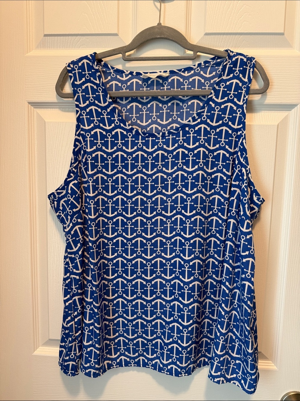 Peach Love California- Blue Anchor-Print Sleeveless Women’s Top